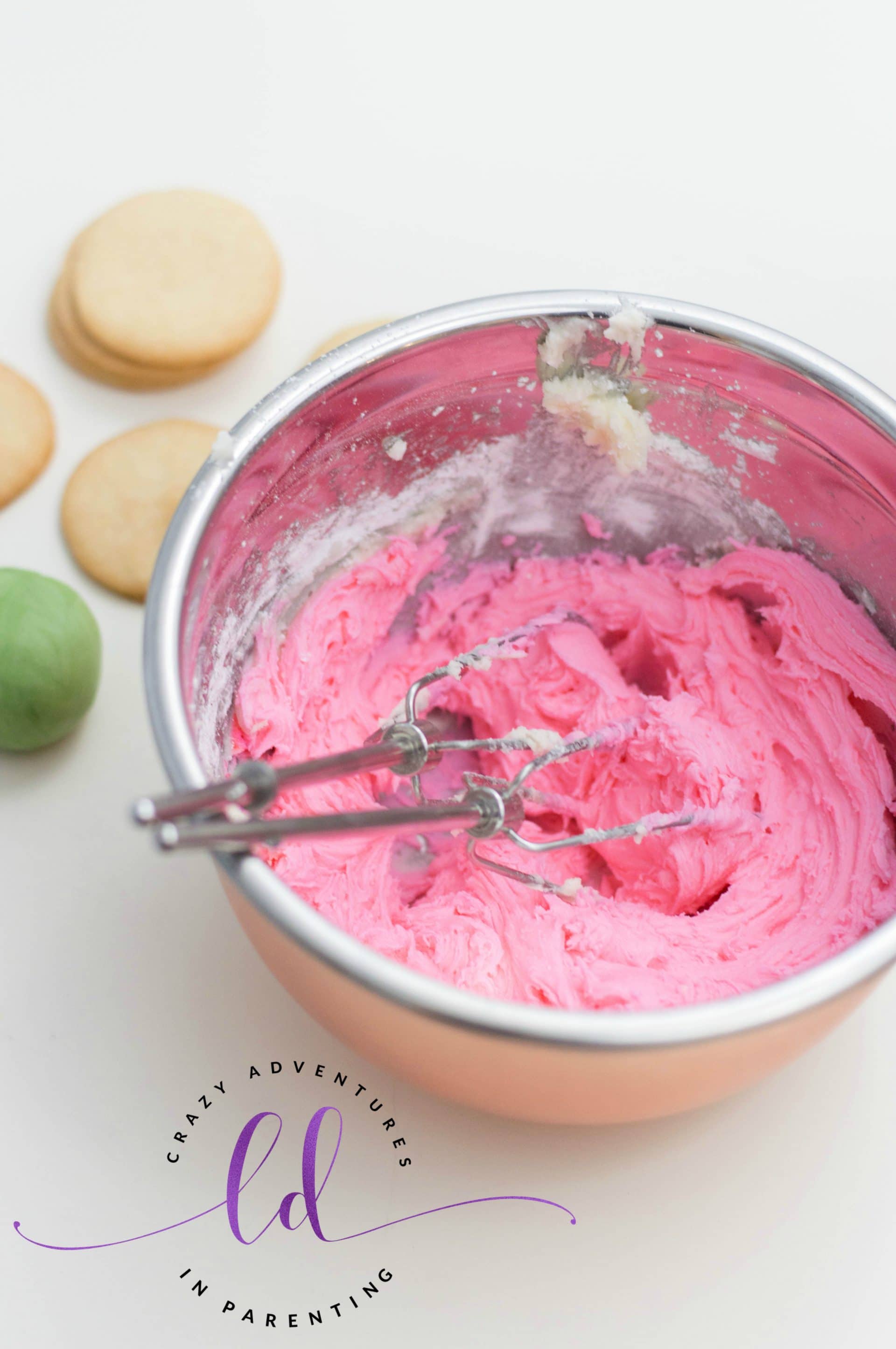 Making Pink Buttercream for Rose Sugar Cookies
