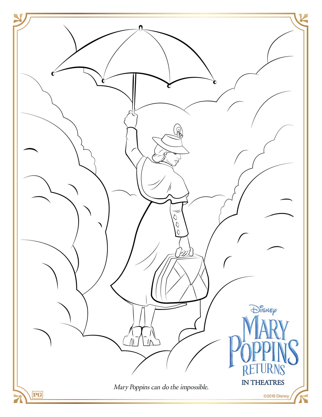 Mary Poppins Returns Coloring Page and Activity Sheets