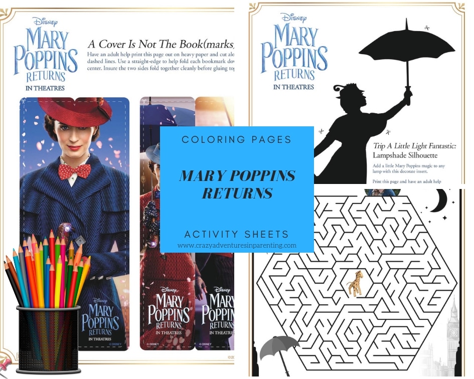 Mary Poppins Returns Coloring Pages and Activity Sheets