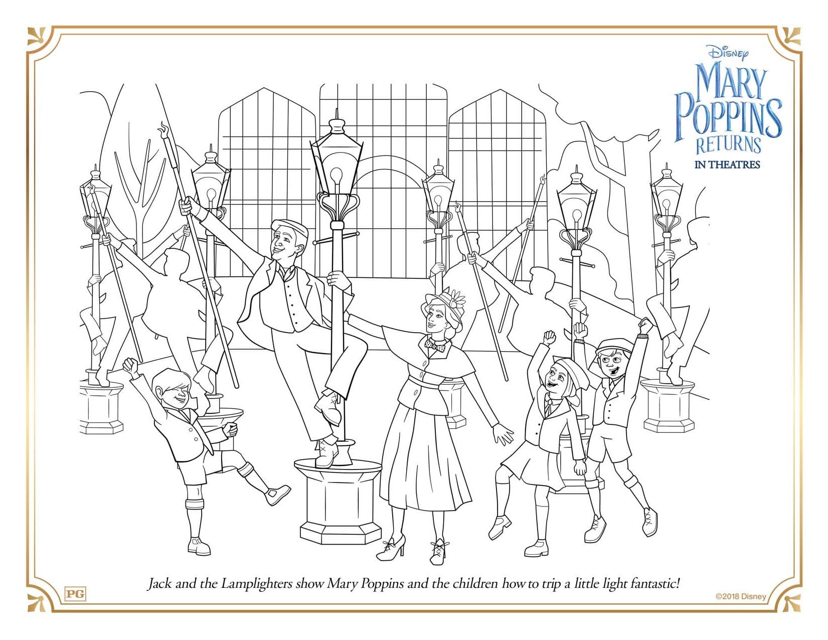 Mary Poppins Returns Jack and Lamplighters Coloring Pages and Activity Sheets