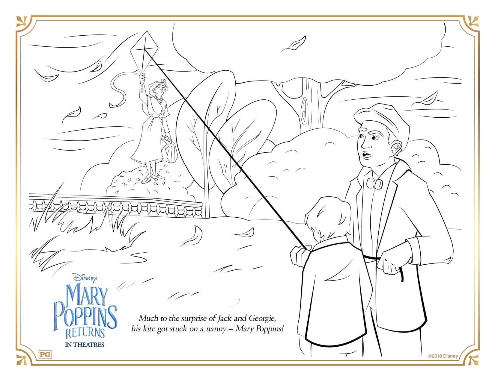 Mary Poppins Returns Kite Coloring Pages and Activity Sheets