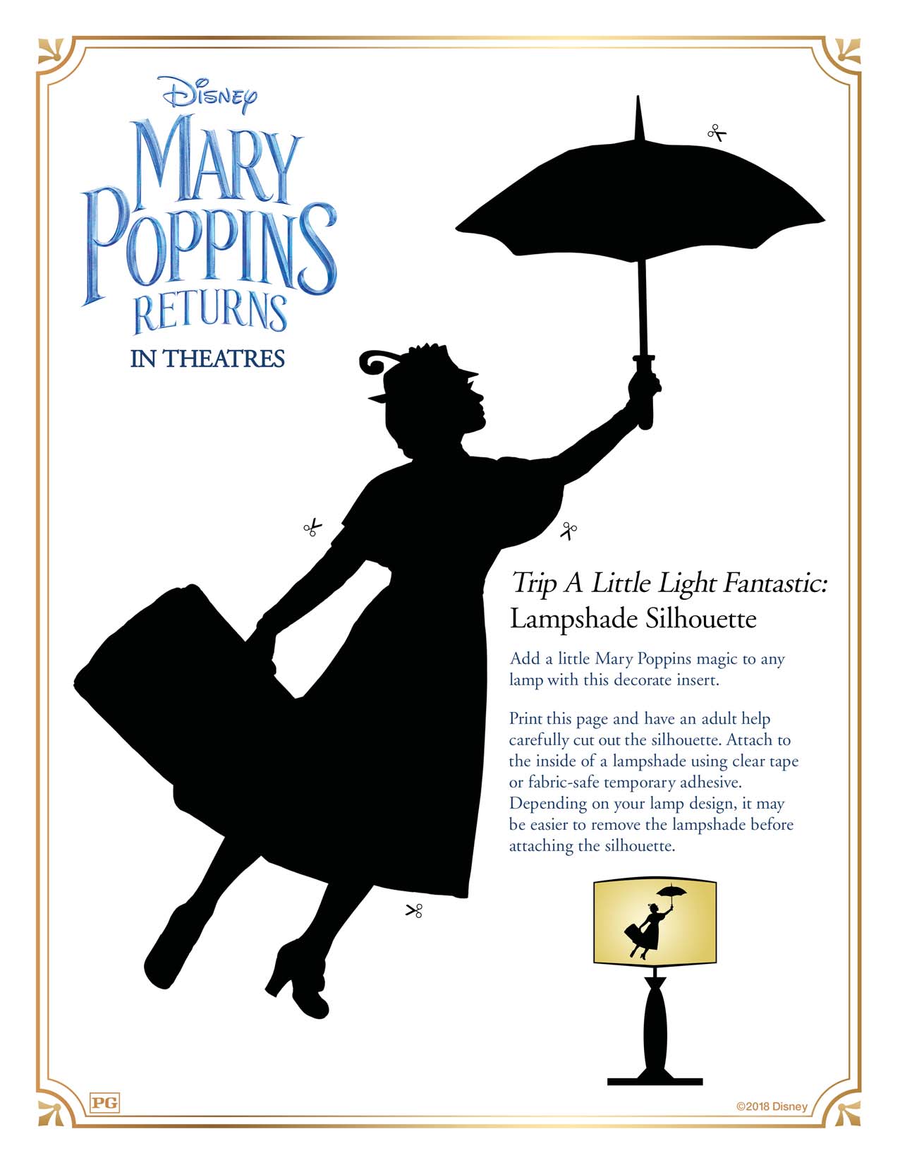 Mary Poppins Returns Lampshade Silhouette Activity Sheet
