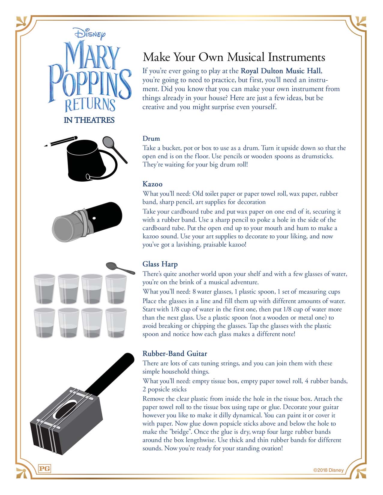 Mary Poppins Returns Make Your Own Musical Instruments Activity Sheet