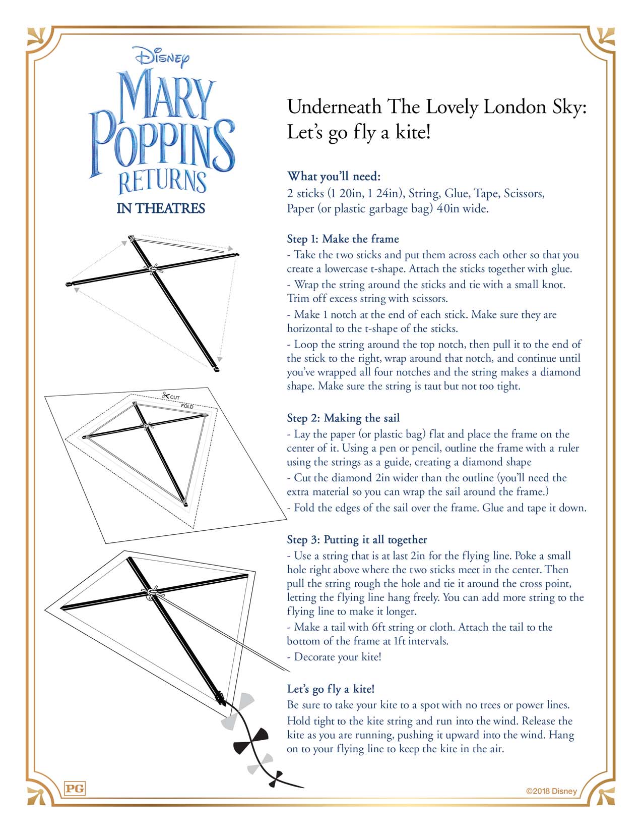 Mary Poppins Returns Make a Kite Activity Sheet