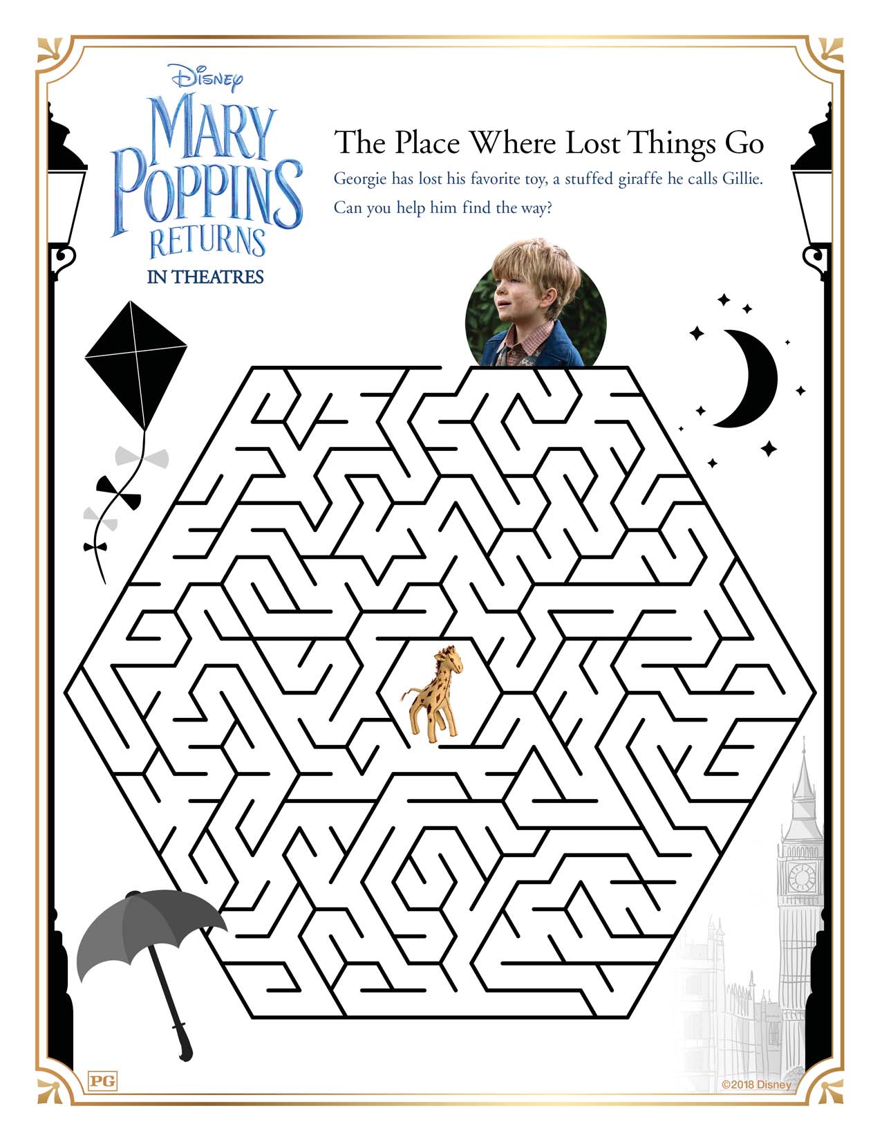 Mary Poppins Returns Bookmarks Activity Sheets and Coloring Pages