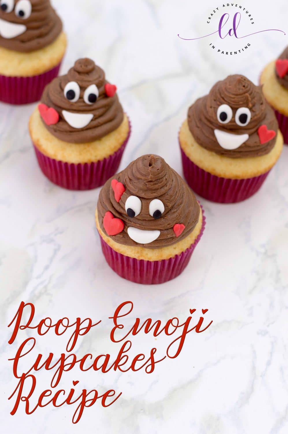 Poop Emoji Cupcakes with Nutella Filling | Crazy Adventures in Parenting