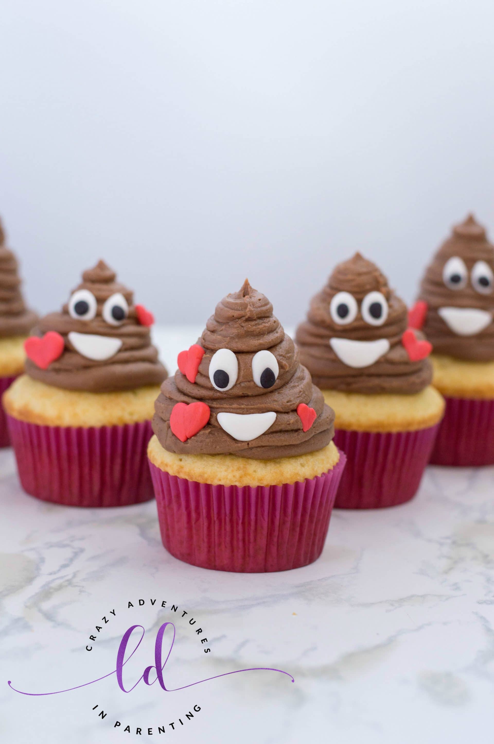Poop Emoji Cupcakes for Valentine's Day