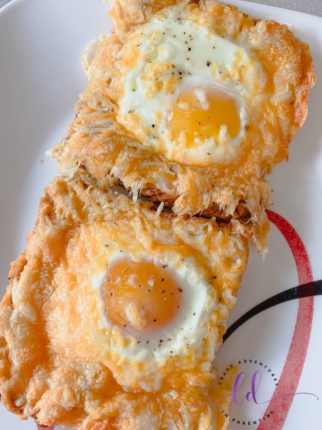 Plate of Sheet Pan Cheesy Baked Egg Toast