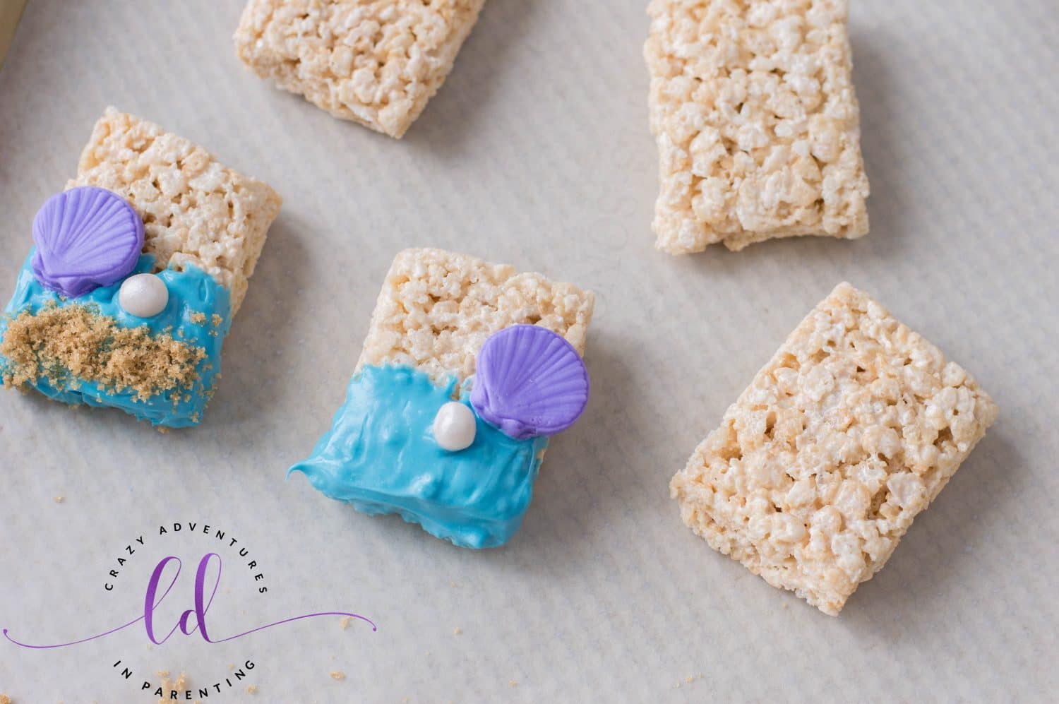 Add Shapes to Candy Dipped Mermaid Rice Krispies Treats