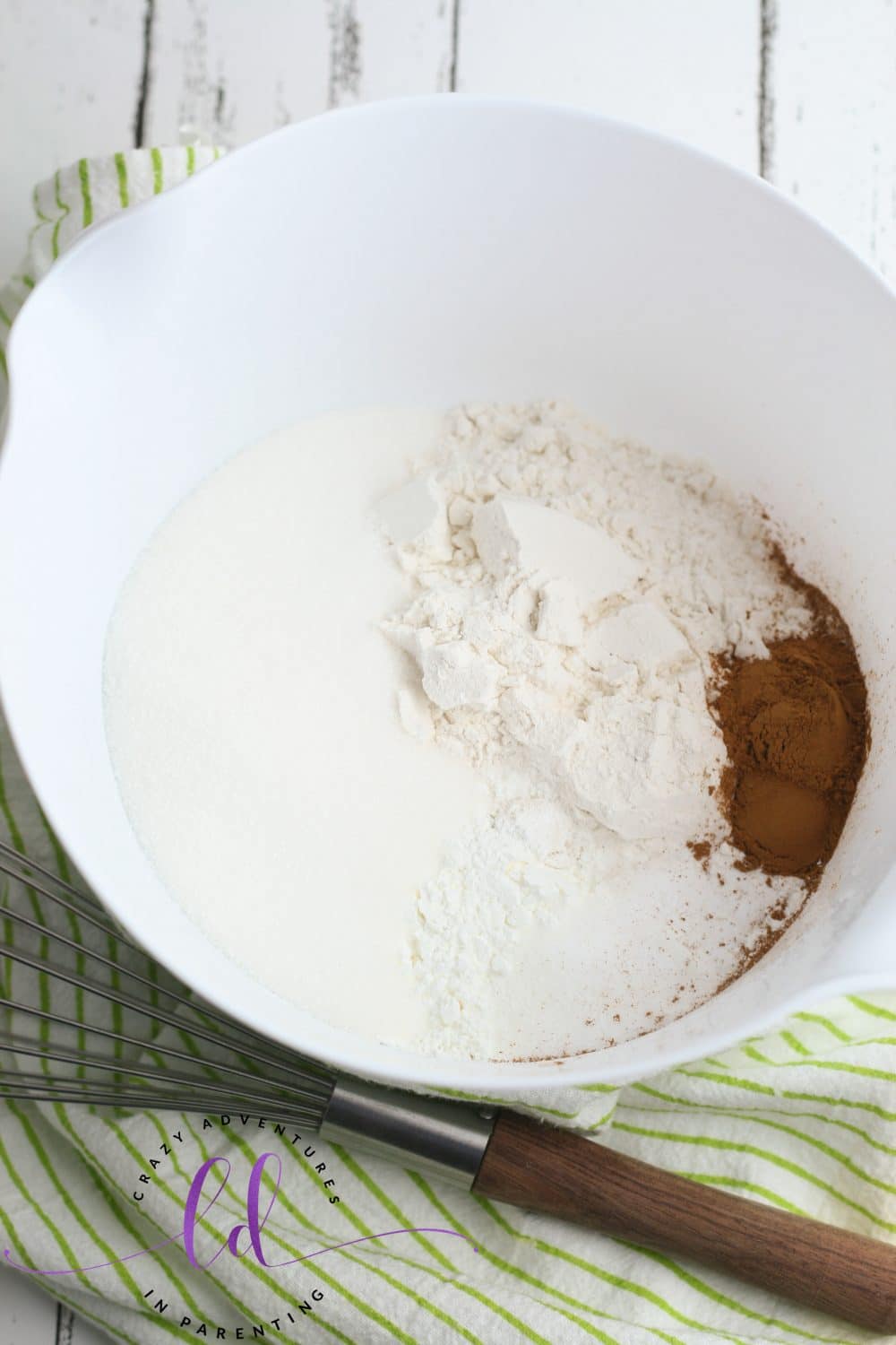 Dry Ingredients in a Bowl for King Cake Doughnuts