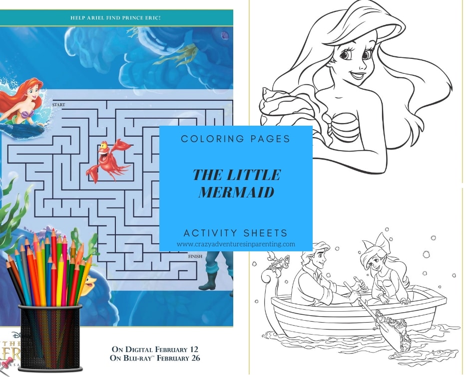 The Little Mermaid Coloring Pages And Activity Sheets Crazy Adventures In Parenting