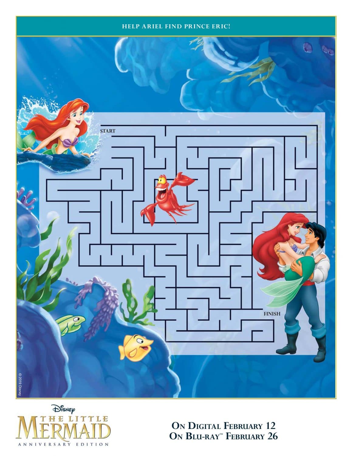 The Little Mermaid Maze Activity Sheet