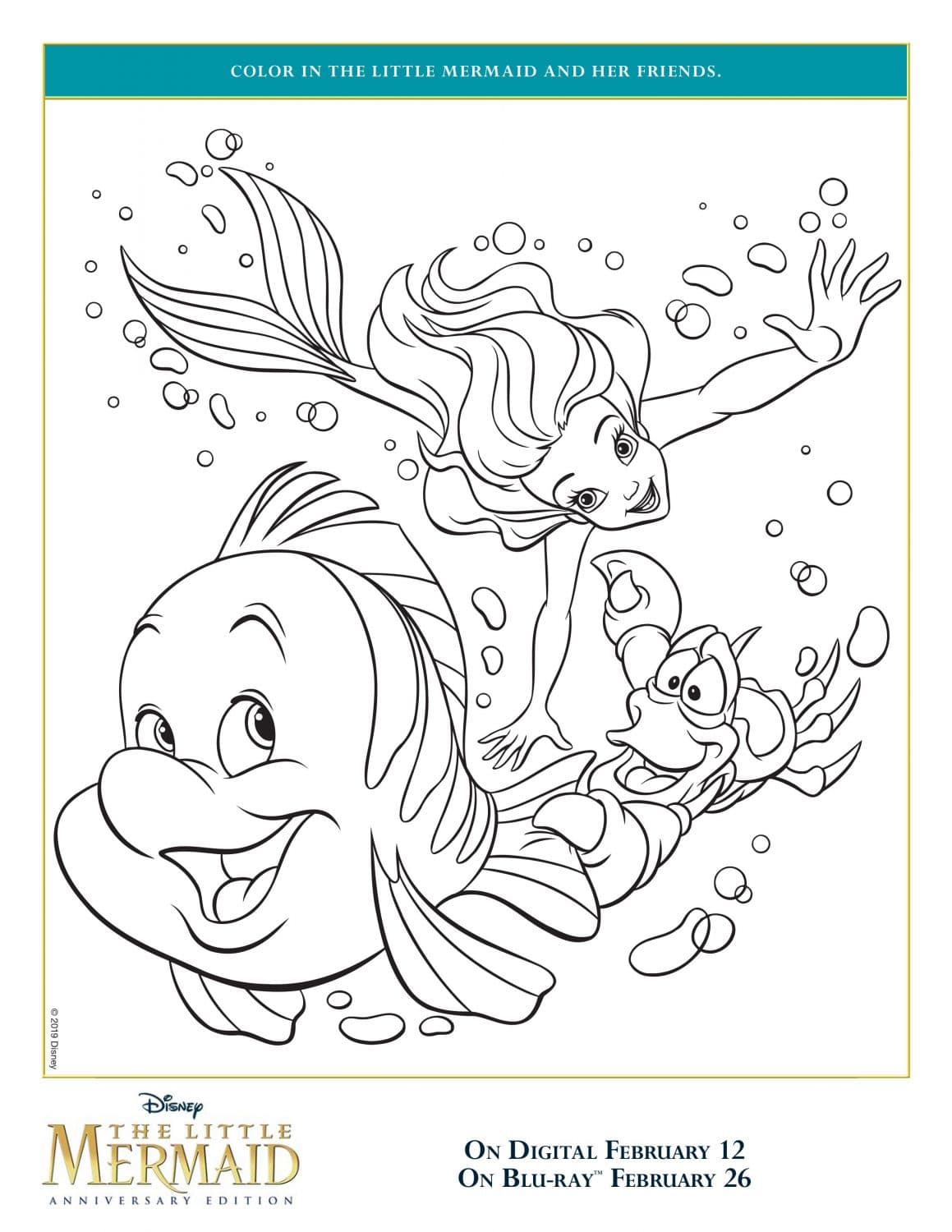 The Little Mermaid and Friends Coloring Page