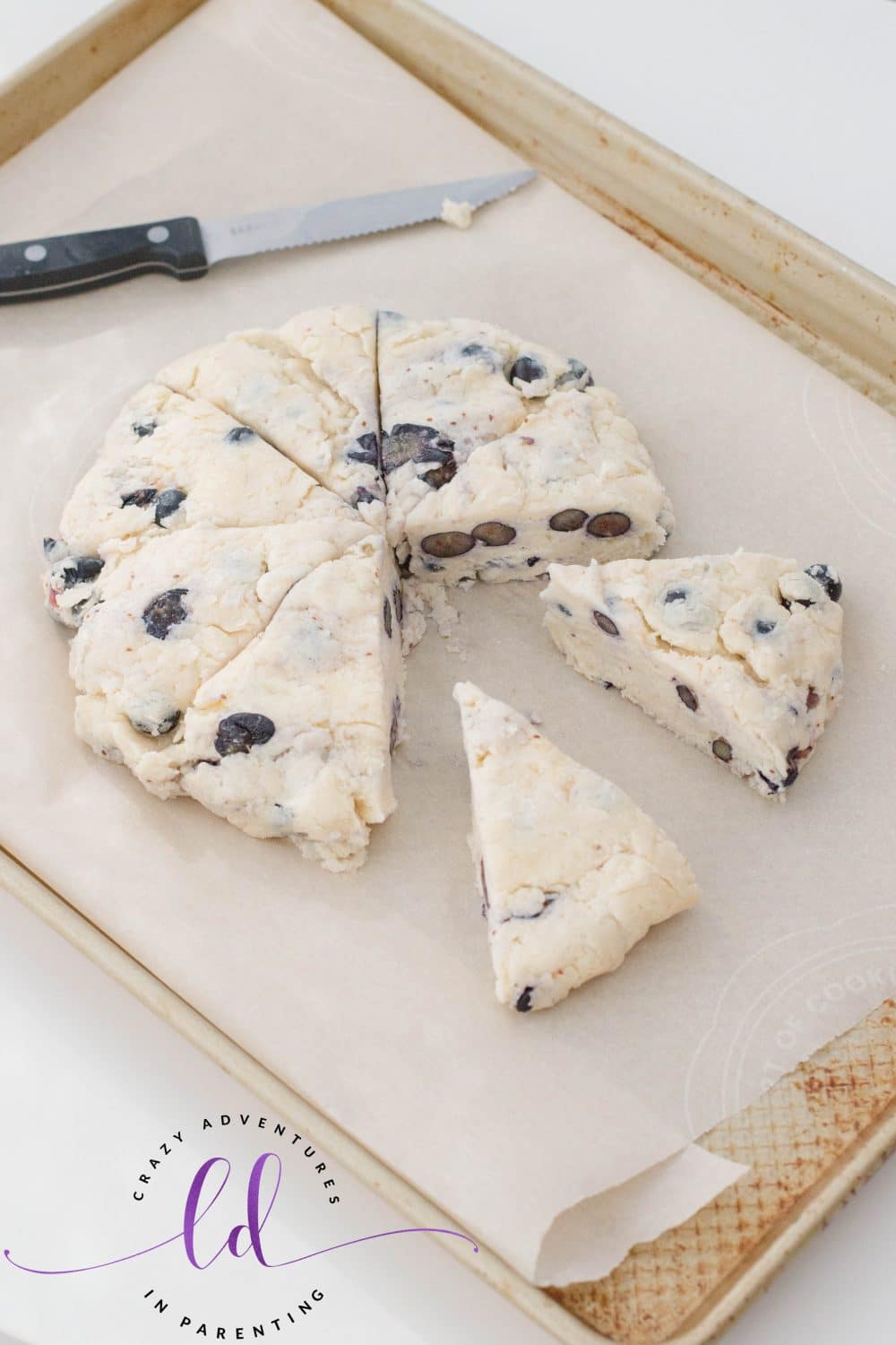 Cut Dough for Blueberry Scones