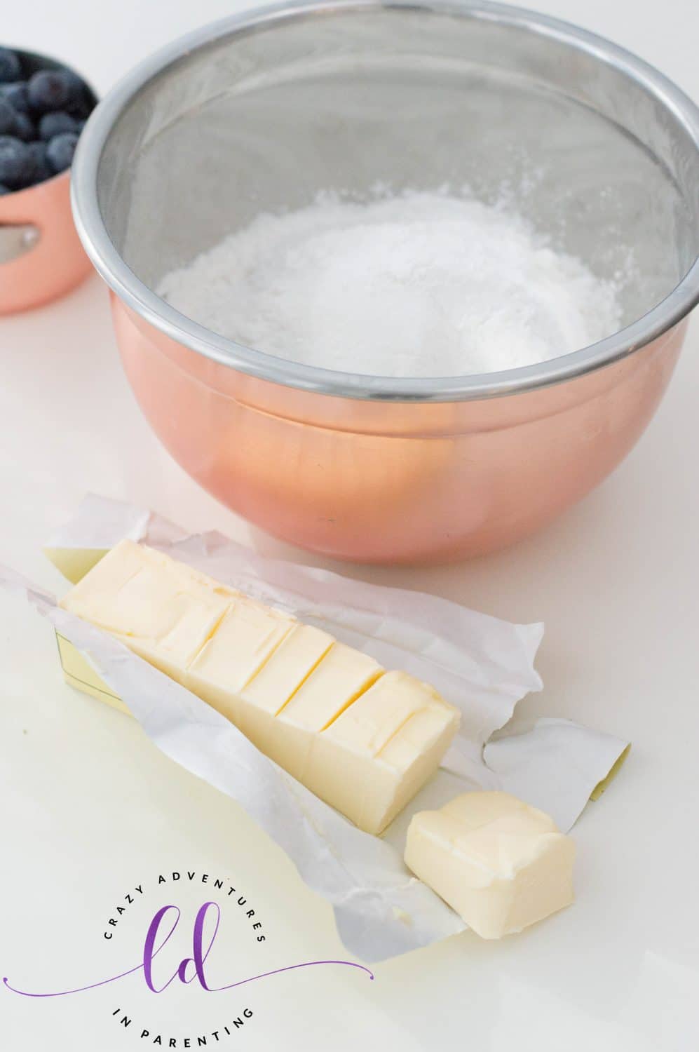 Cut Up Butter for Blueberry Scones