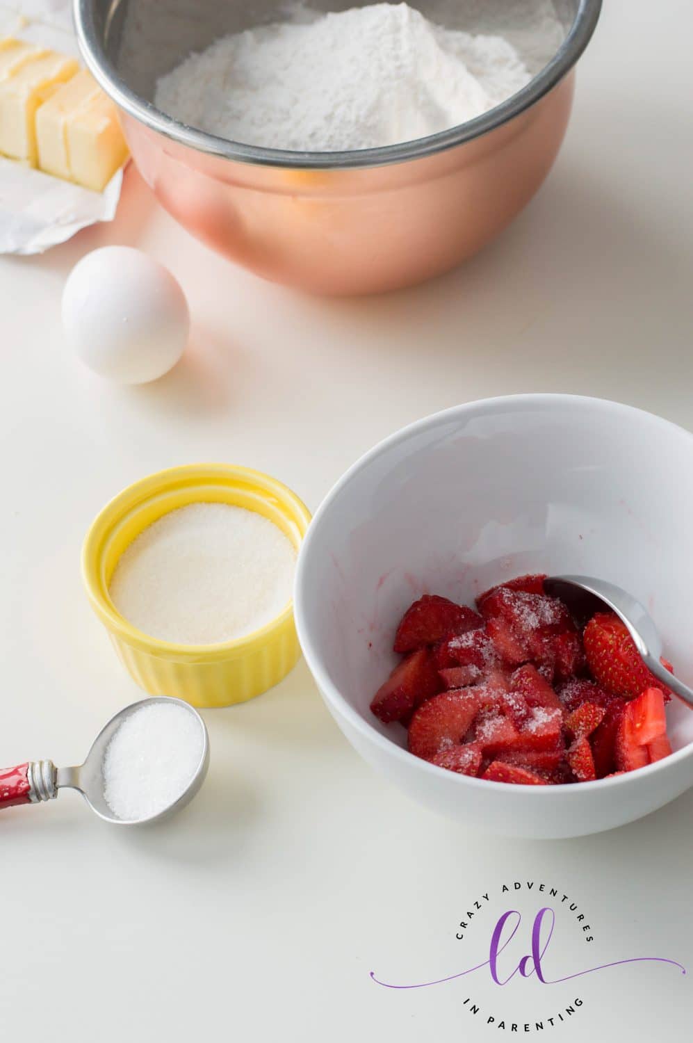 Pour Sugar over Strawberries for Strawberry Scones