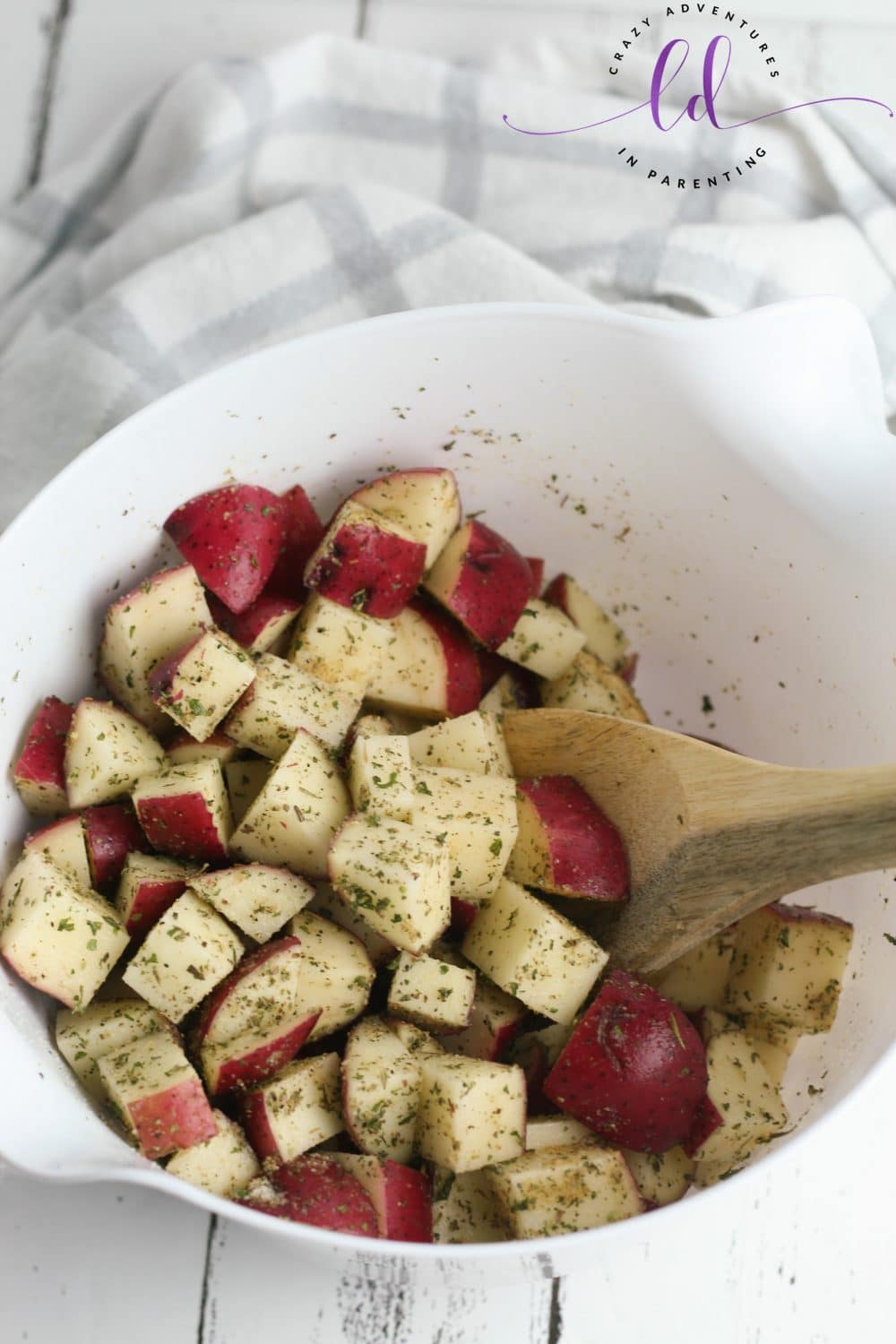 Stir the Herbs into the Italian Herb Roasted Potatoes