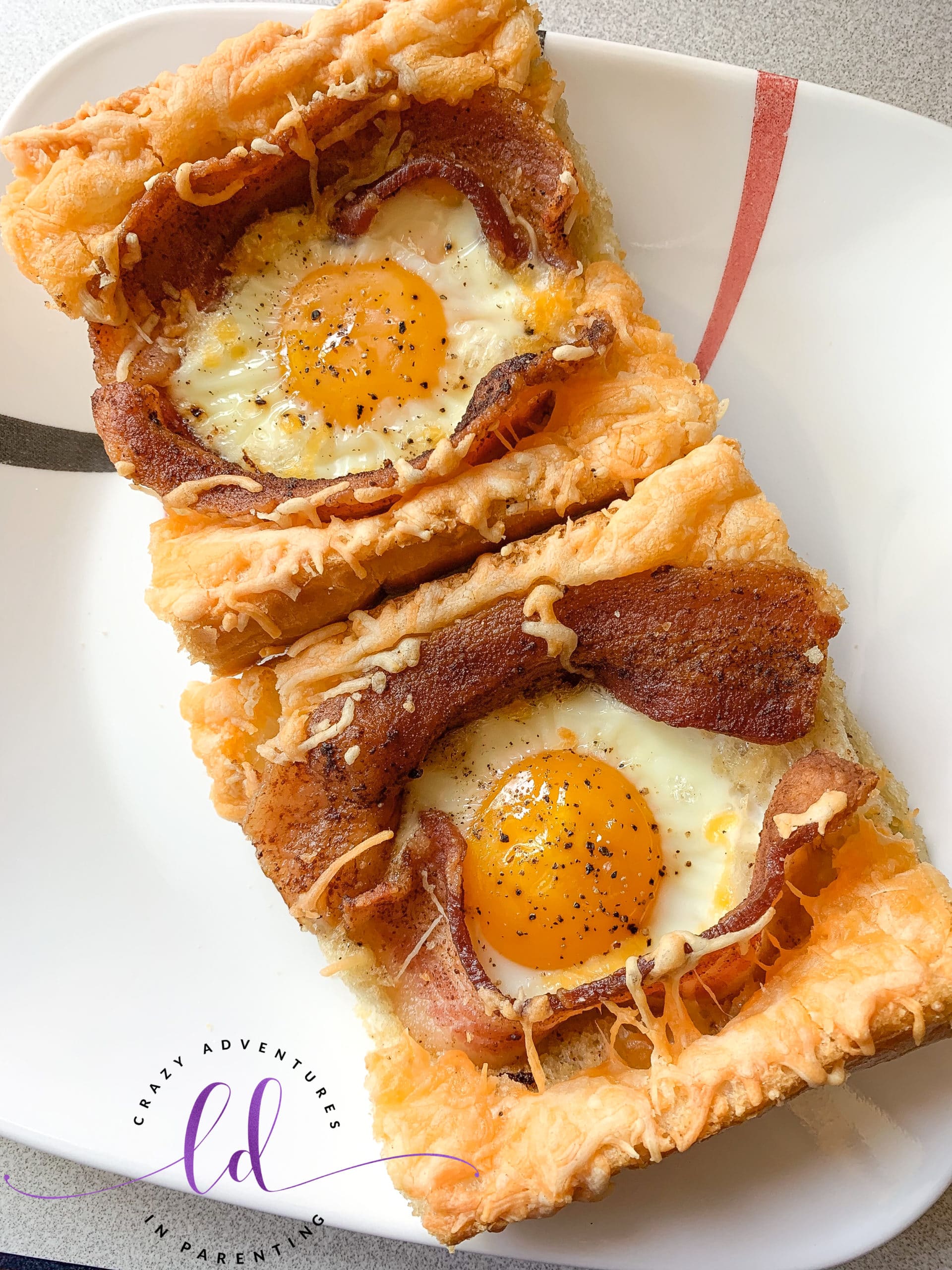 Bacon Cheesy Baked Egg Italian Toast