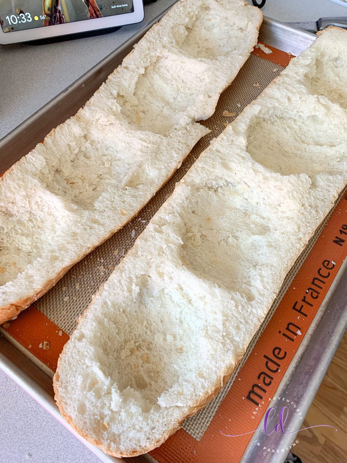 Flattened bread for Bacon Cheesy Baked Egg Italian Toast