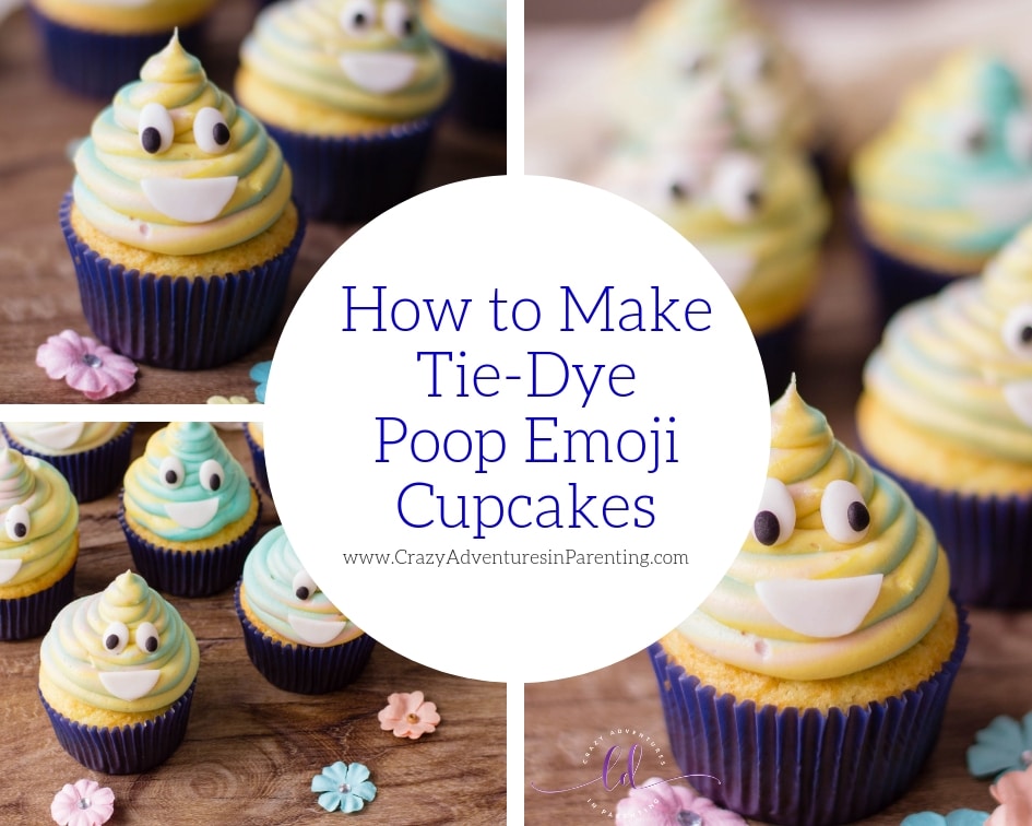 How to Make Tie-Dye Poop Emoji Cupcakes