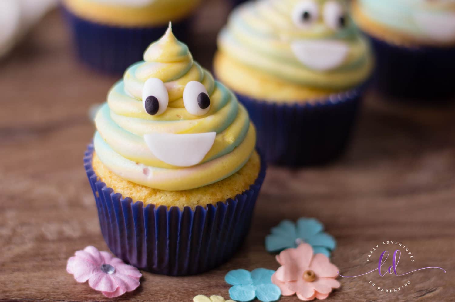 Tie-Dye Poop Emoji Cupcakes for Kids