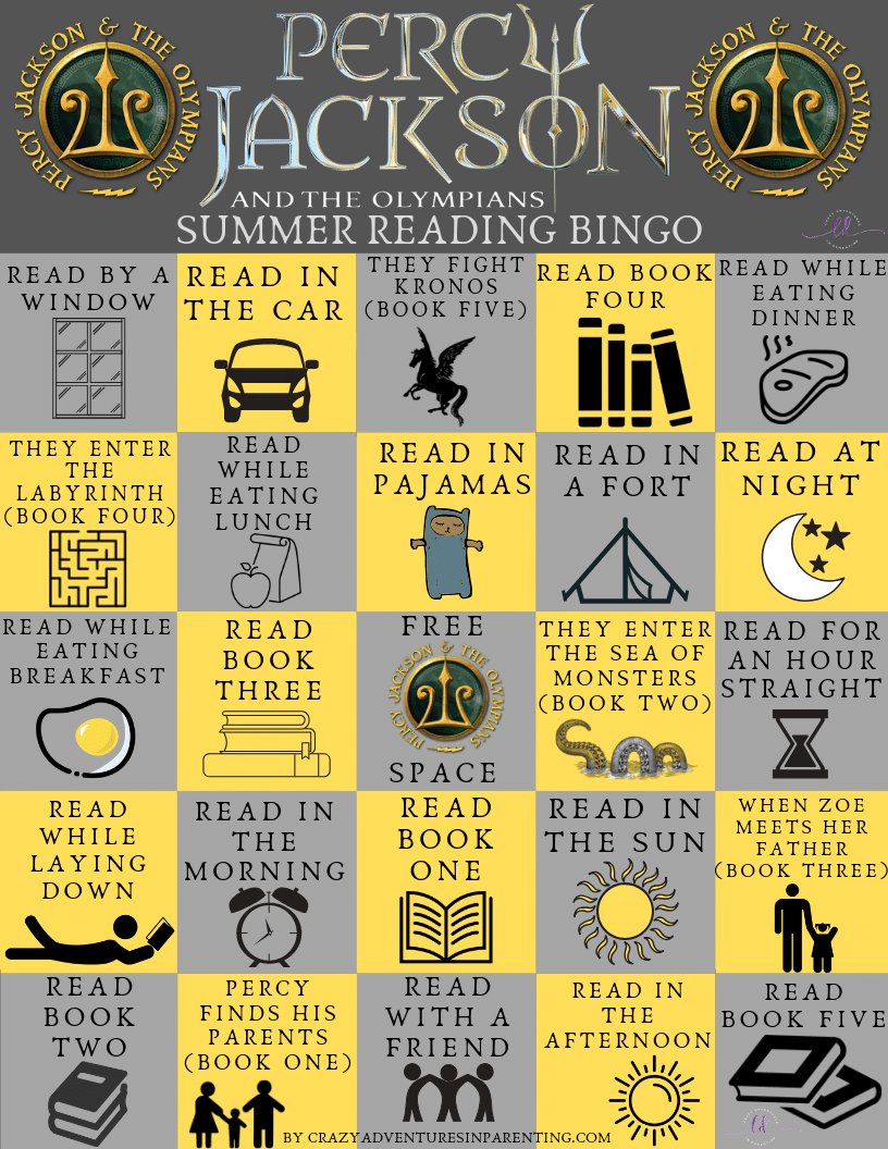 Percy Jackson & the Olympians Summer Reading Bingo