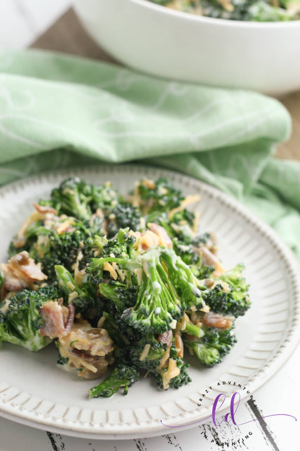 Easy Broccoli Salad with Bacon Plated