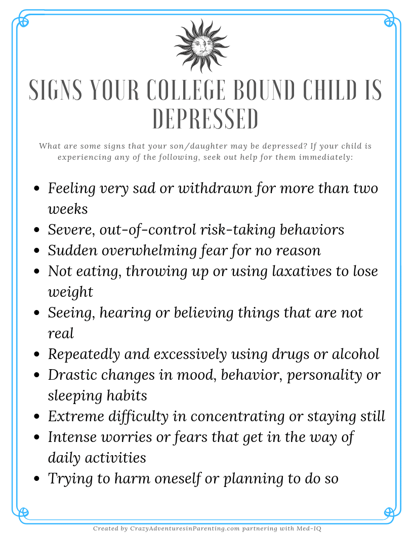 Signs Your College Bound Child is Depressed 
- Depression in College