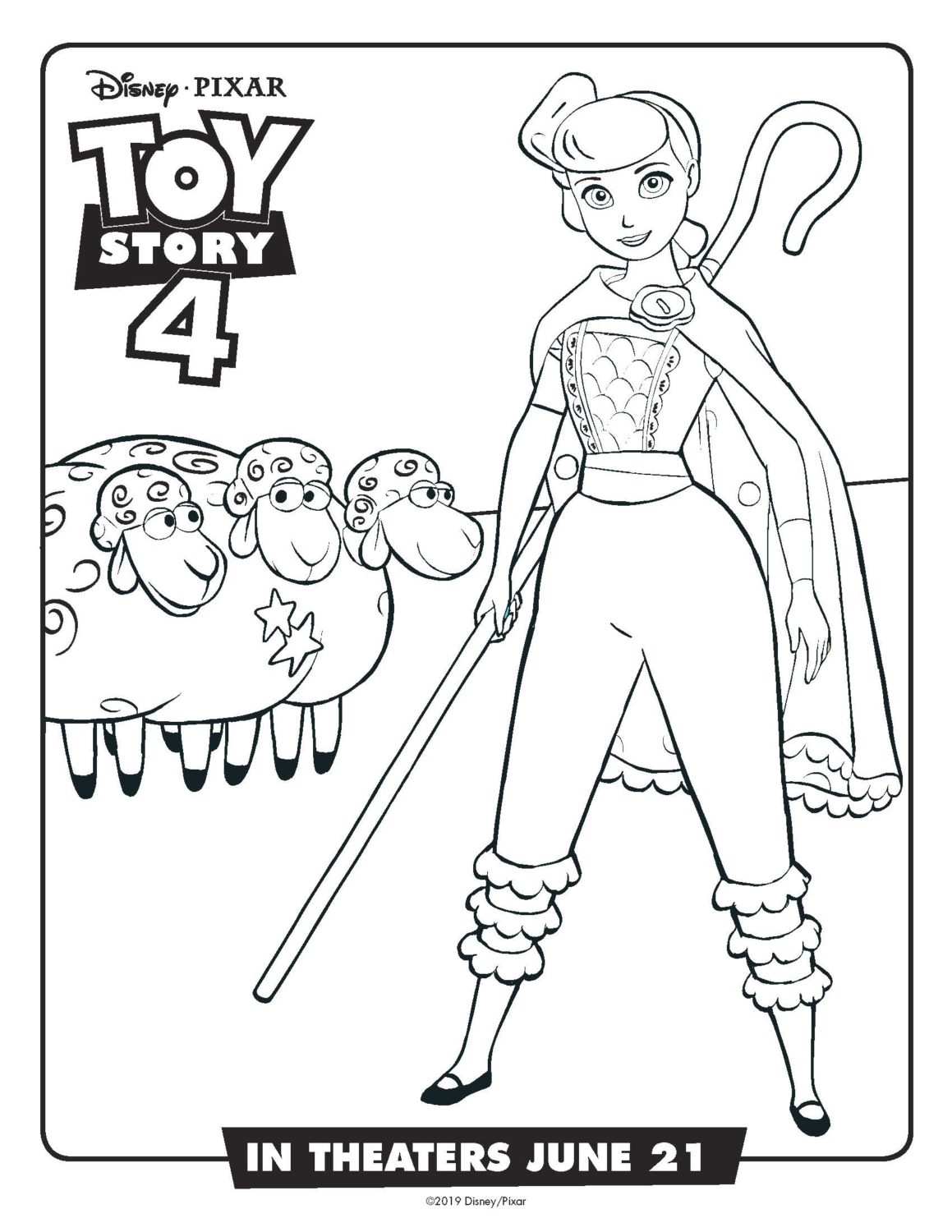 Toy Story 4 Bo Peep Coloring Page and Activity Sheet