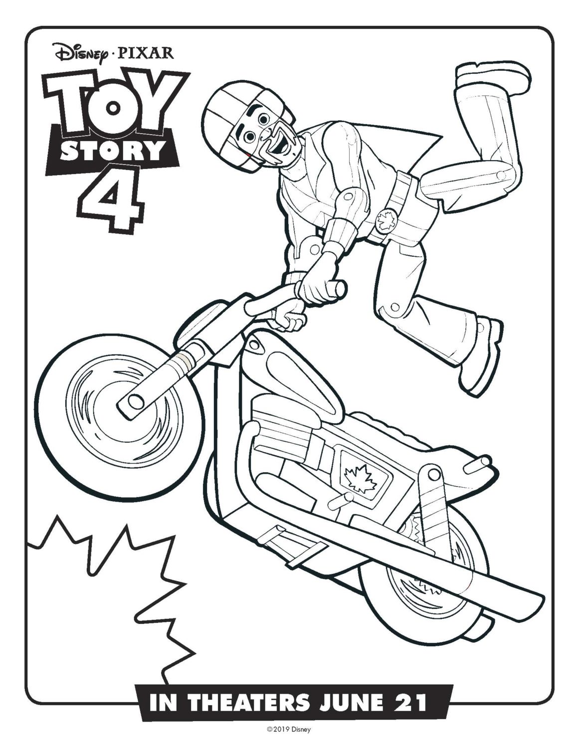 Toy Story 4 Duke Caboom Coloring Page and Activity Sheet