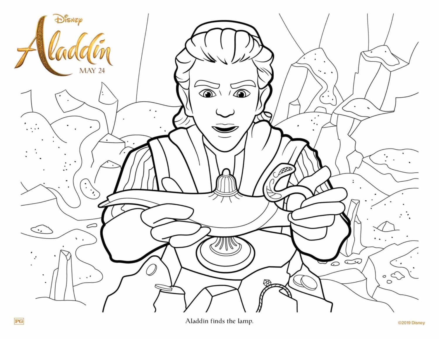 Aladdin Finds the Lamp Coloring Page and Activity Sheet