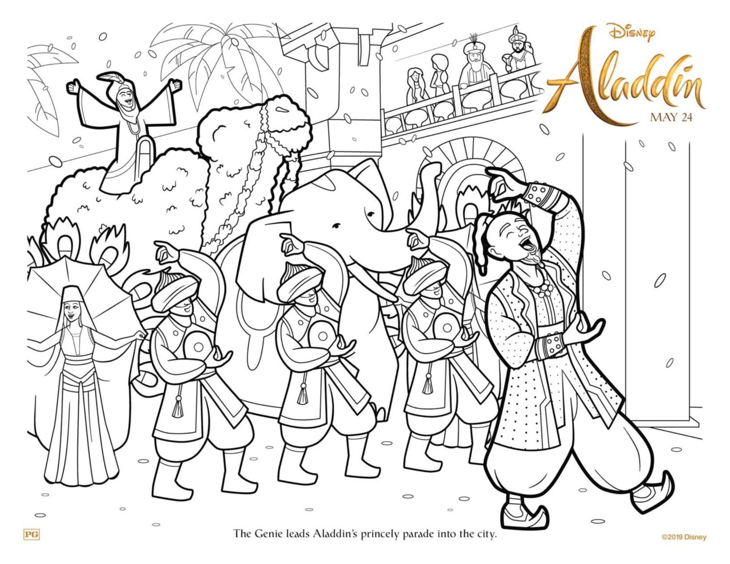 Aladdin's Parade Coloring Page and Activity Sheet