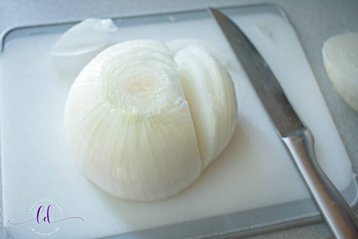 Cut up onion for Slow Cooker Sloppy Joes