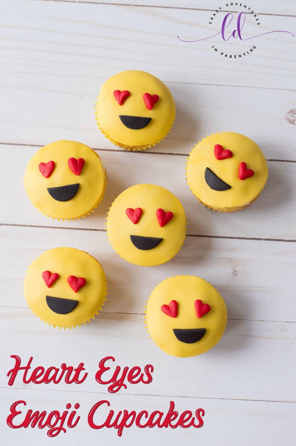 Heart Eyes Emoji Cupcakes