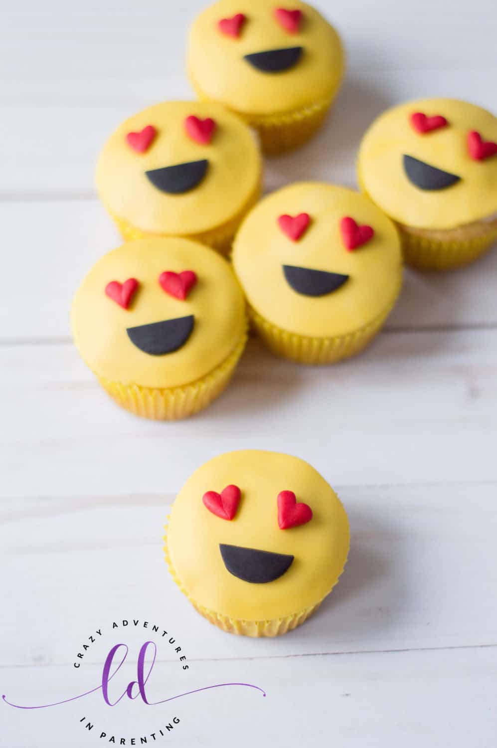 Heart Eyes Emoji Cupcakes for Kids