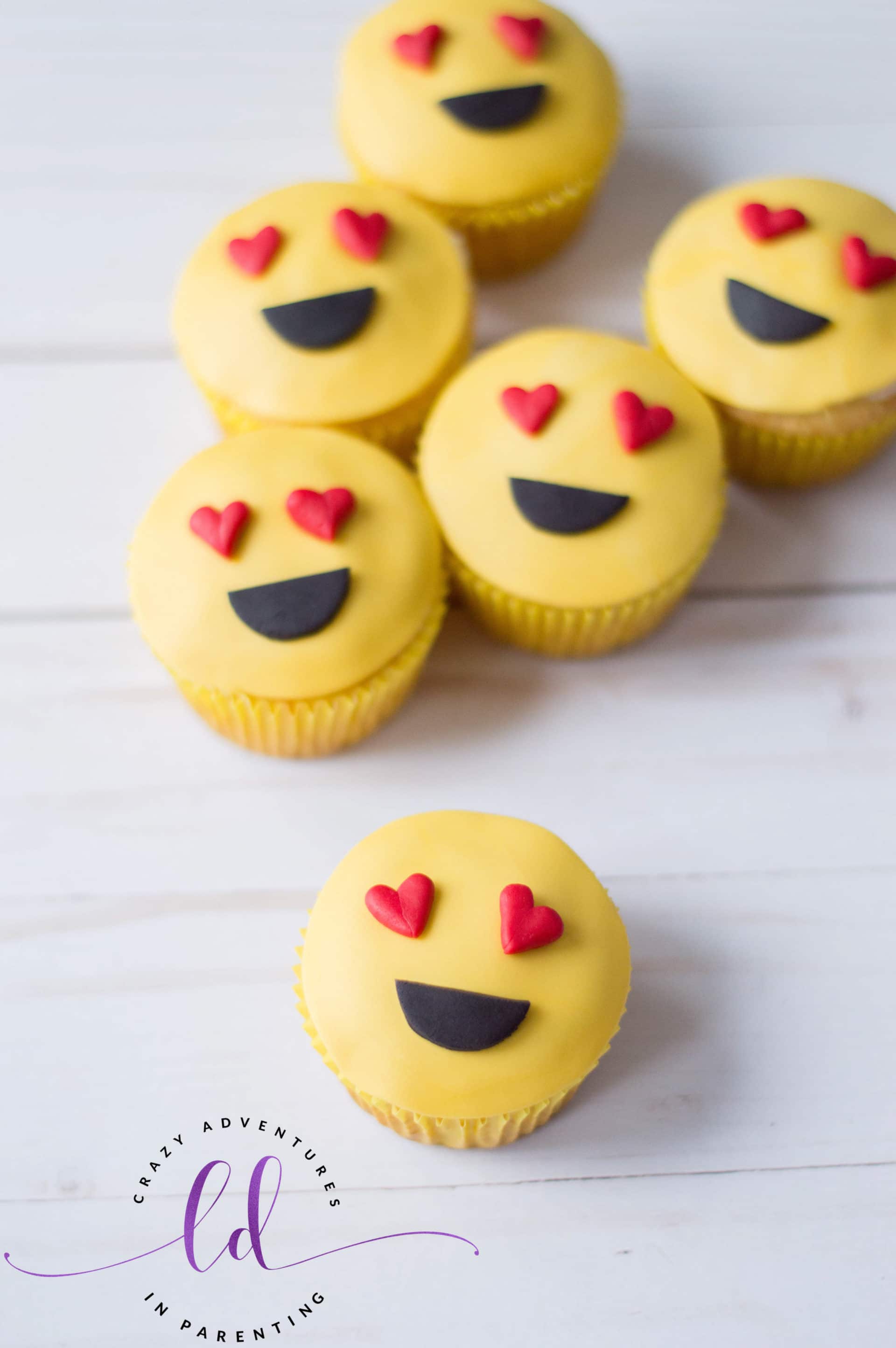 Heart Eyes Emoji Cupcakes | Crazy Adventures in Parenting