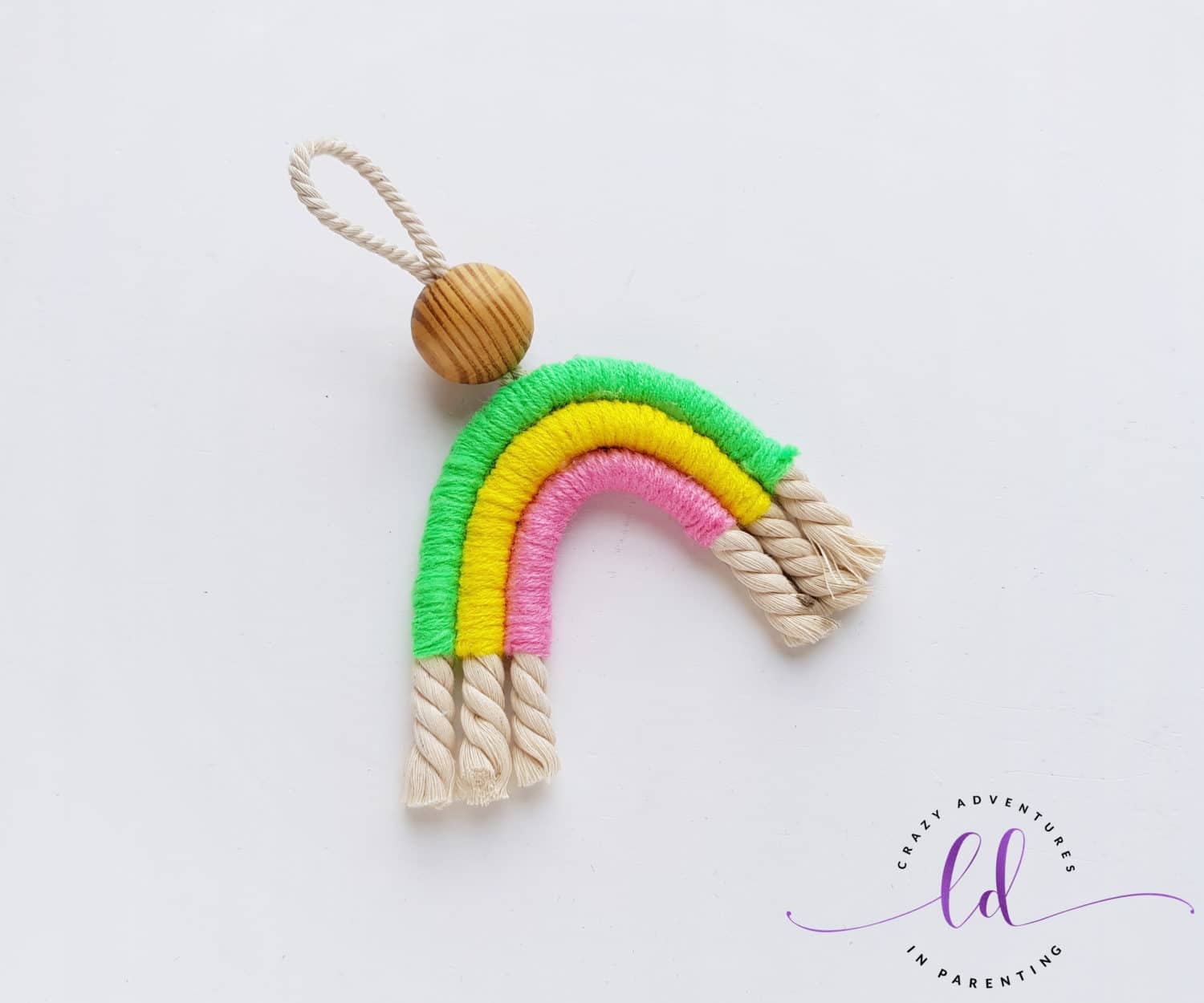 Trimmed Fabric and Ropes to Make a Macrame Rainbow Charm