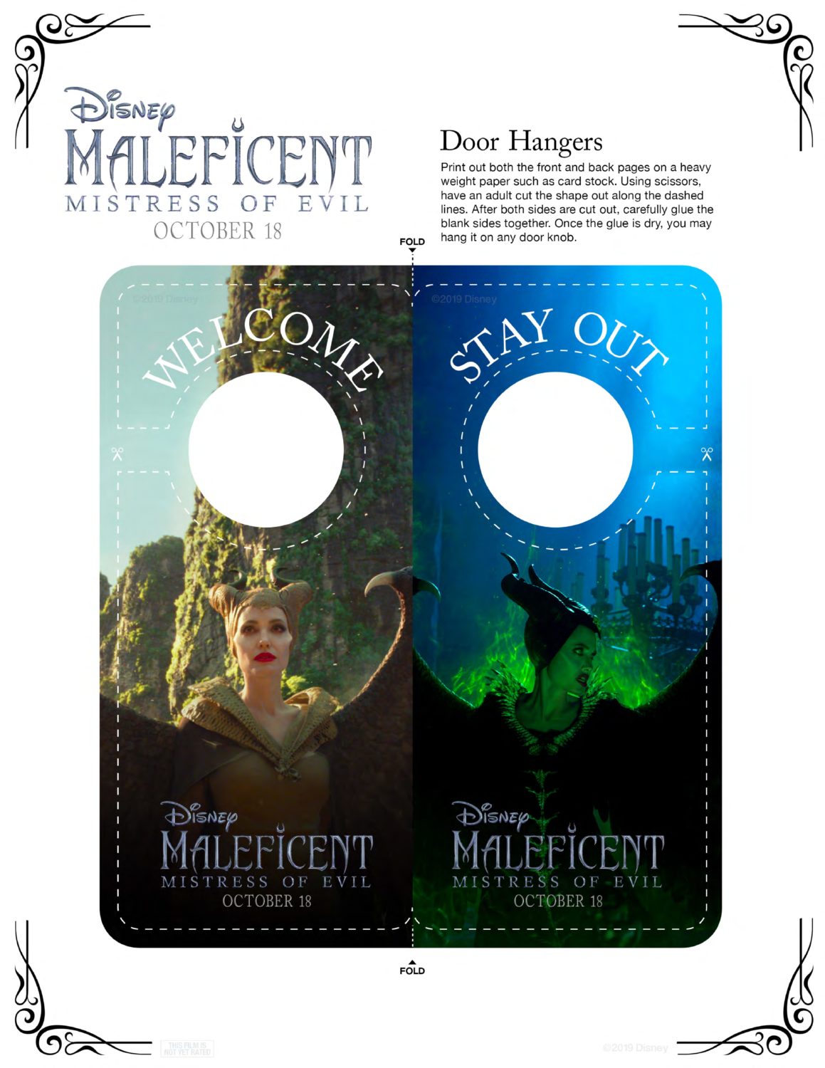 Maleficent 2 Door Hangers Activity Sheet