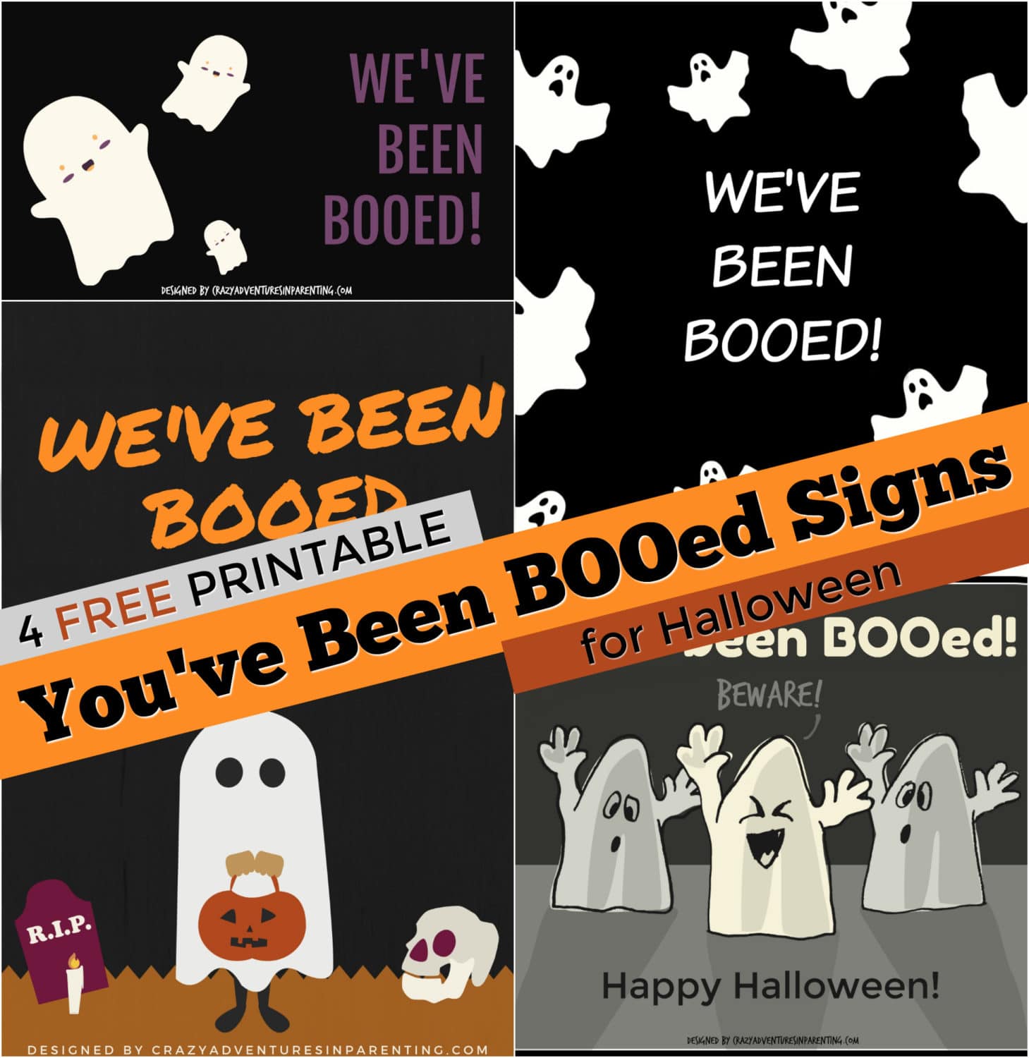 4 FREE Printable You've Been Booed Signs for Halloween