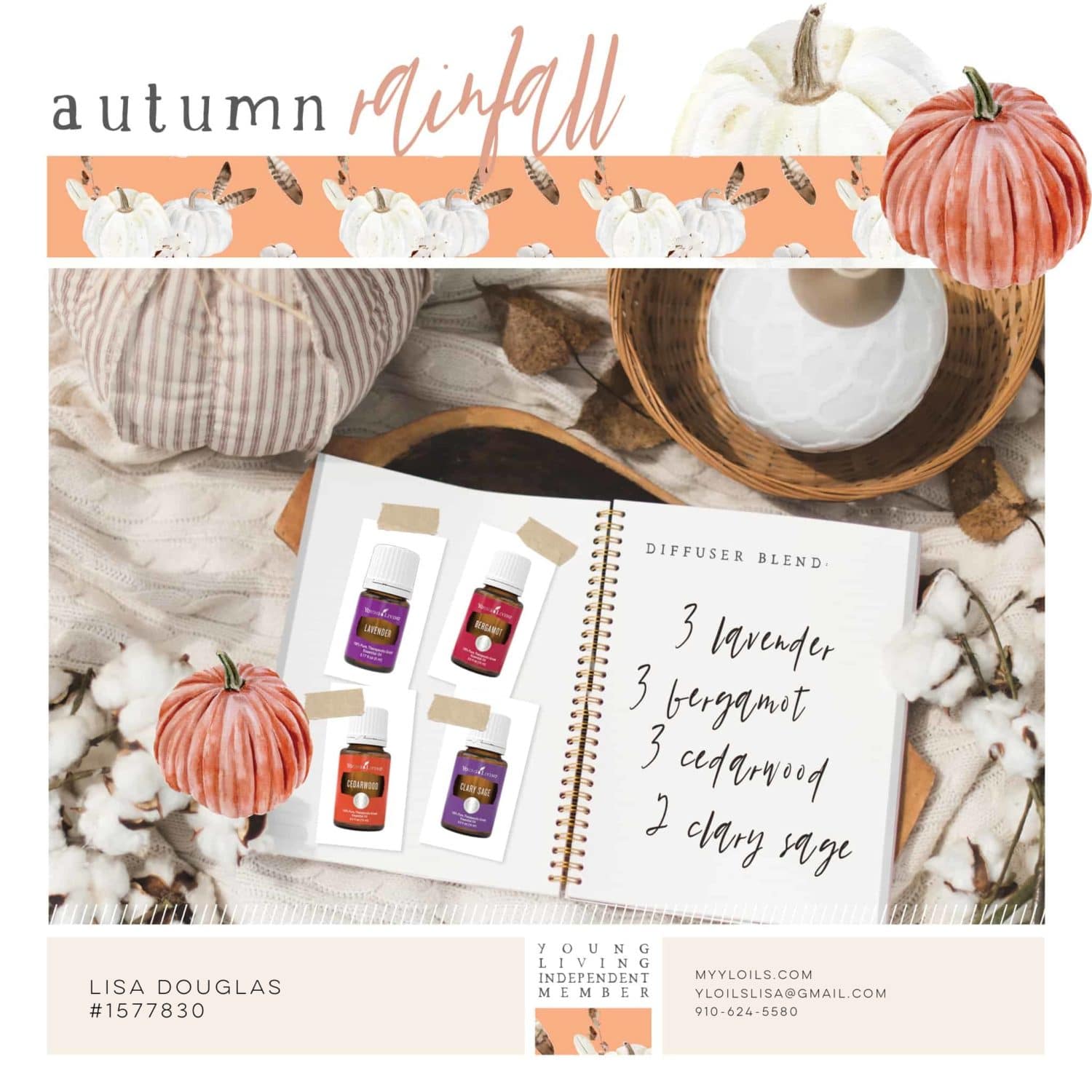 Young Living Essential Oils - Fall diffusing combos for my diffuser.