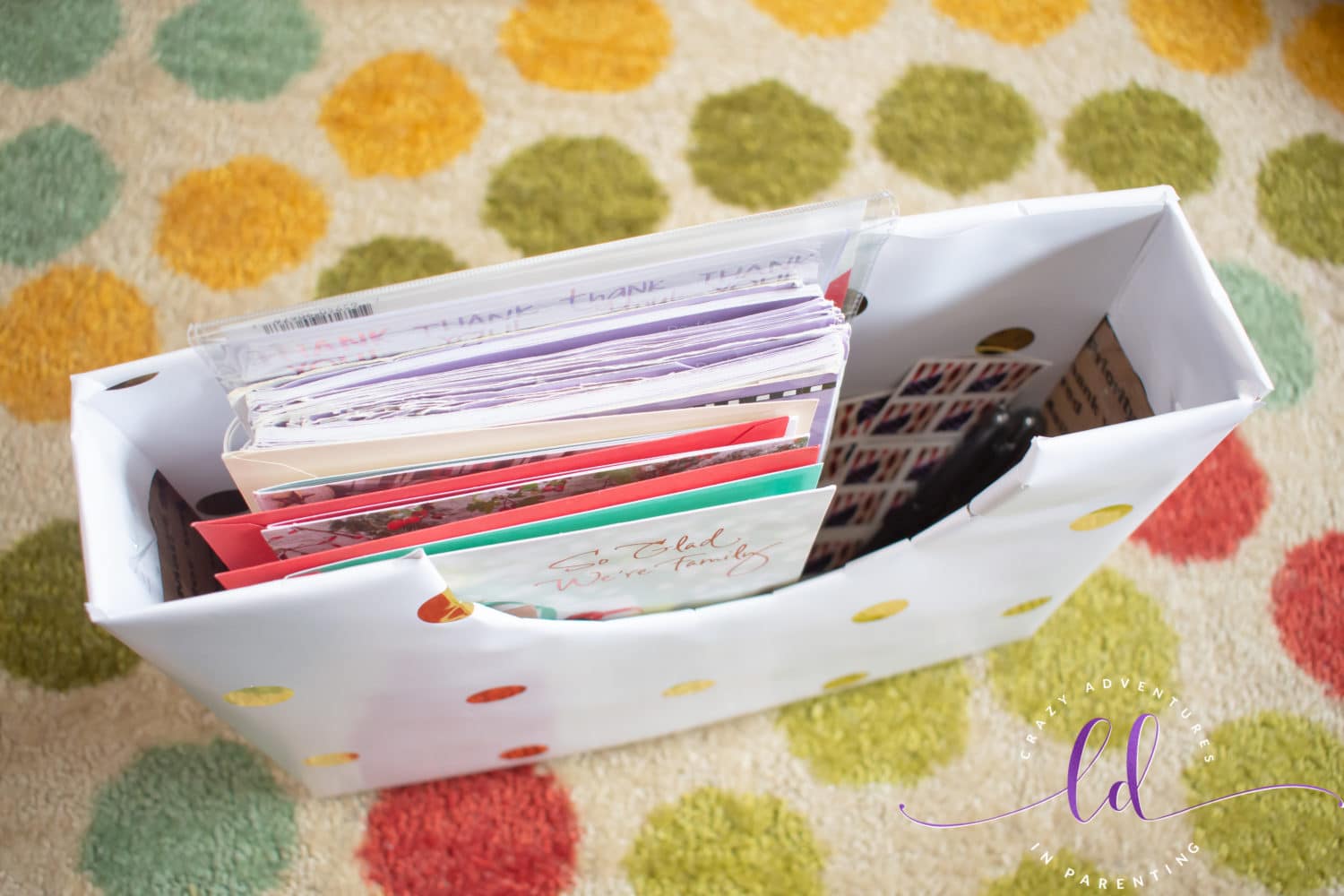 Filled DIY Greeting Card Storage Box with American Greetings Holiday Cards