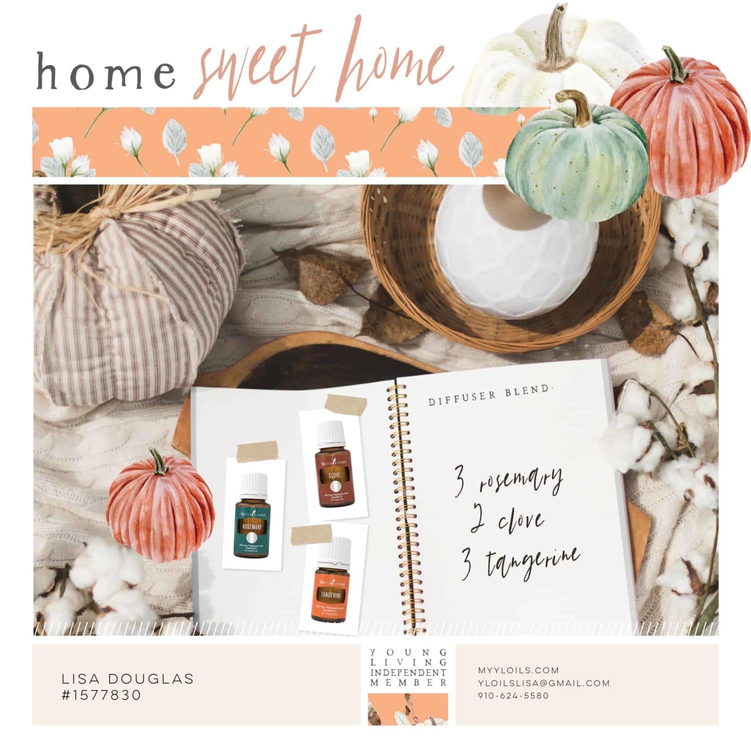 Young Living Essential Oils - Fall diffusing combos for my diffuser.