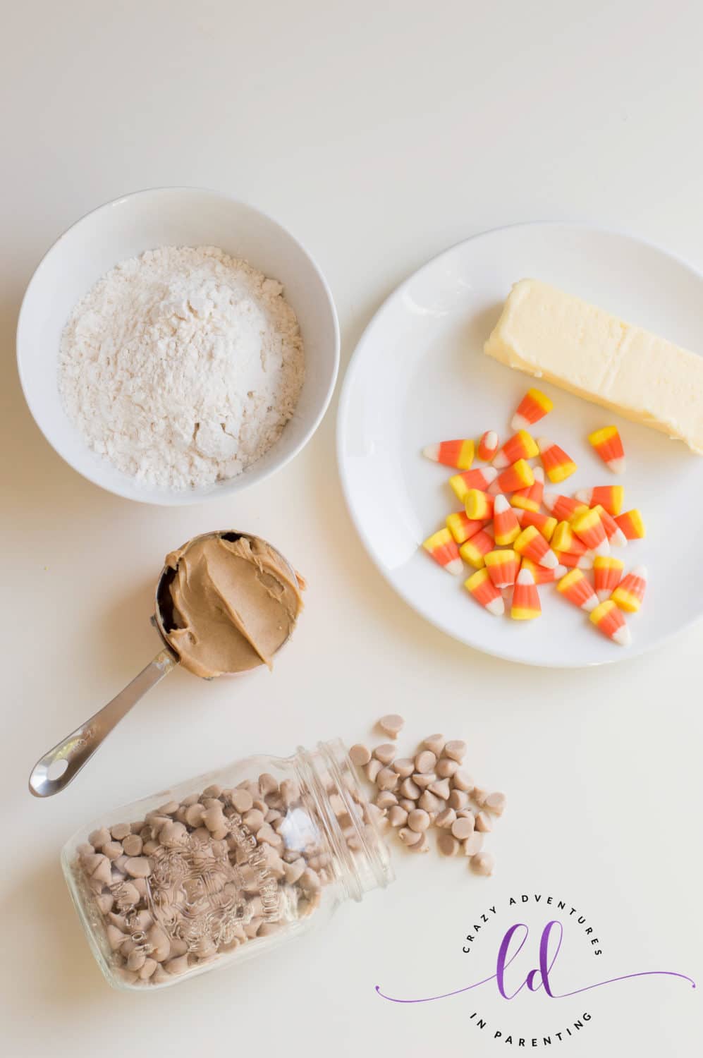 Ingredients to Make Candy Corn Peanut Butter Cookies