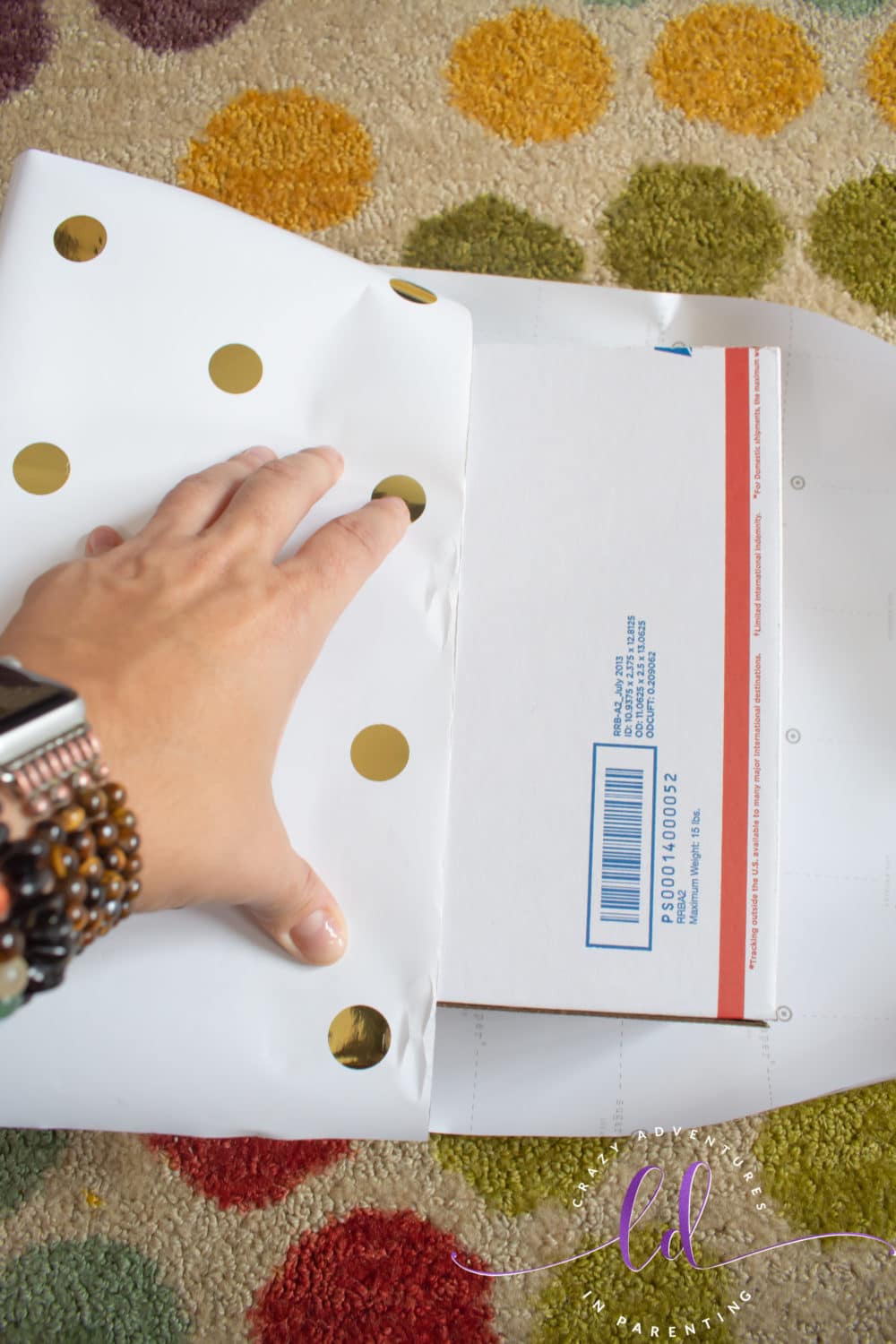 Measure Wrapping Paper for DIY Greeting Card Storage Box