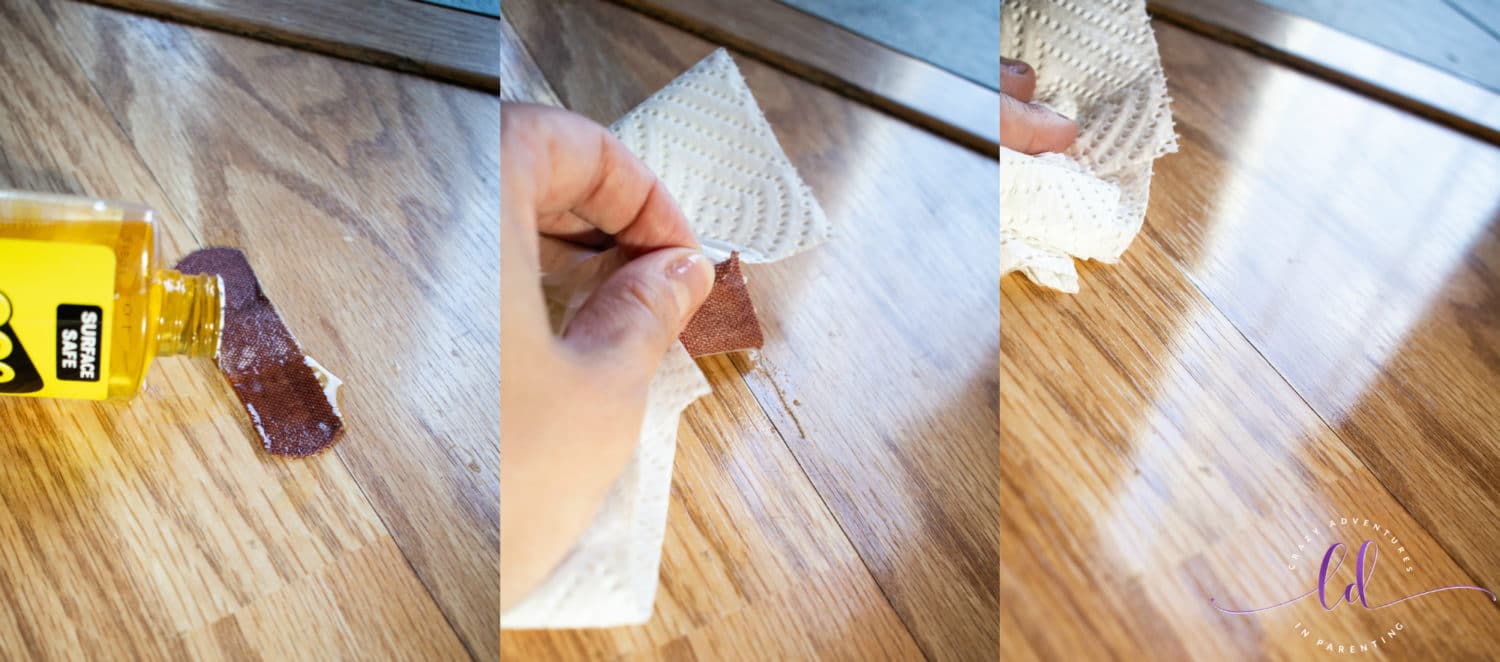 Removing a Bandage from the Floor with Goo Gone
