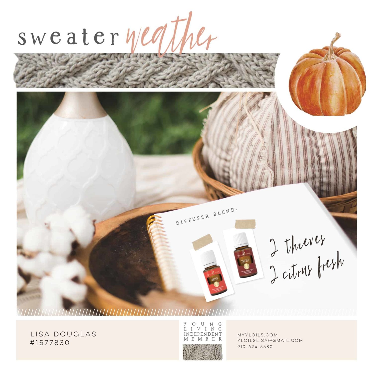 Young Living Essential Oils - Fall diffusing combos for my diffuser.