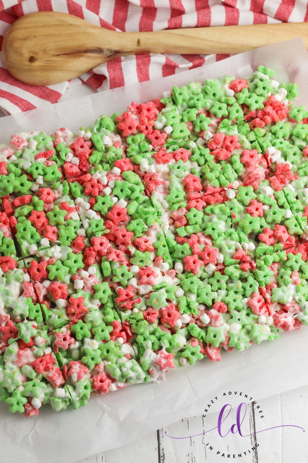 Cut Squares for Elf on the Shelf Cereal Treats