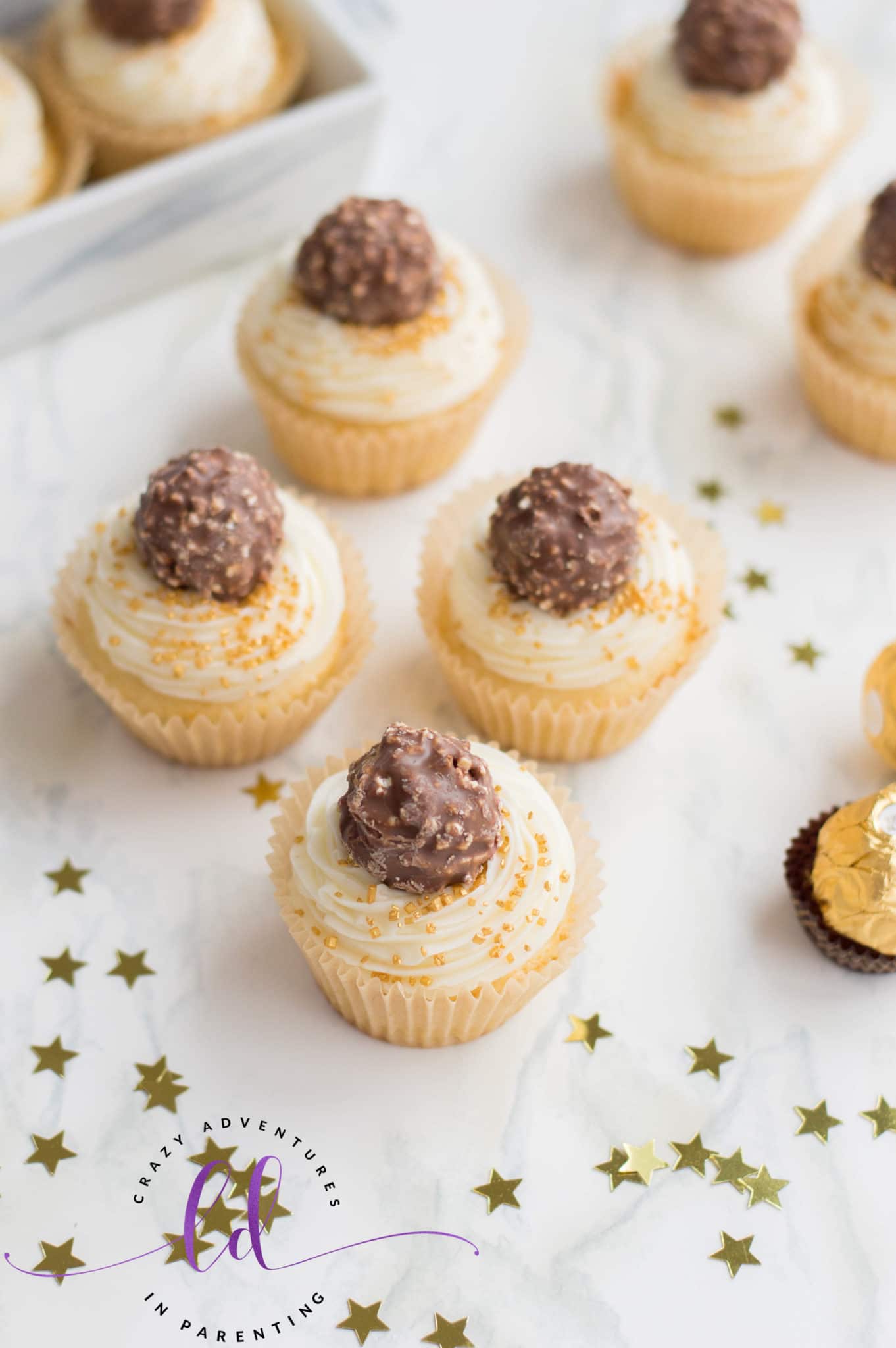 Fancy Golden Ferrero Rocher New Year's Eve Cupcakes