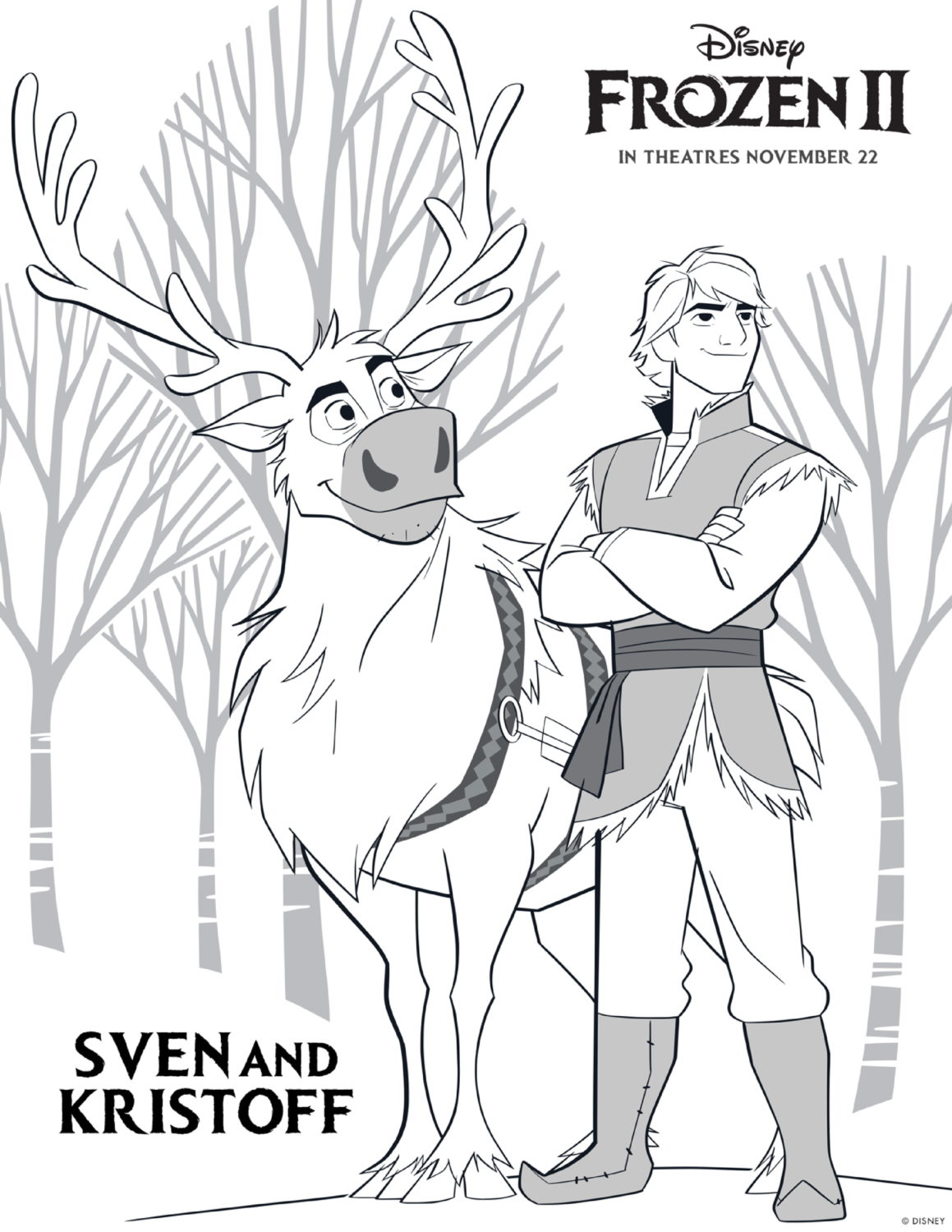 Frozen 2 Hans and Sven Coloring Page