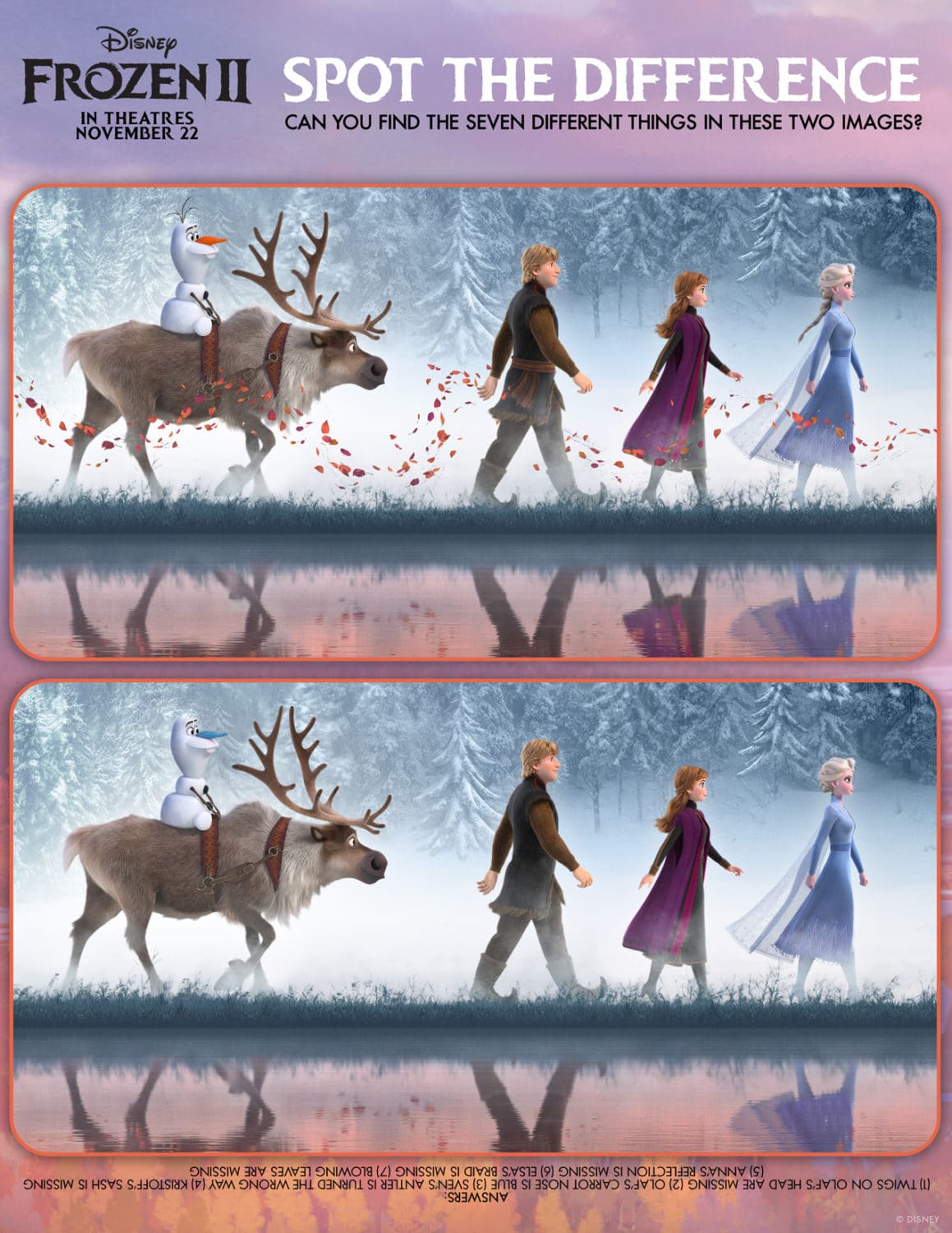Frozen 2 Spot the Difference Activity Sheet